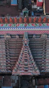 Vertical Aerial View of Sri Ranganathaswamy Temple, Srirangam, Tamil Nadu, India
