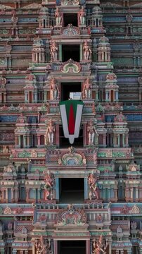 Vertical Aerial View of Sri Ranganathaswamy Temple, Srirangam, Tamil Nadu, India
