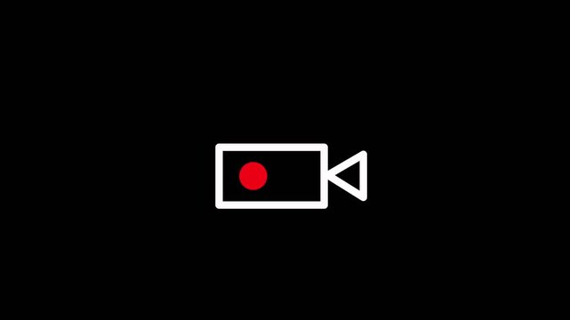 Video recording icon animation on clean background, camera record symbol motion design ideal for media apps.Motion graphics of concept