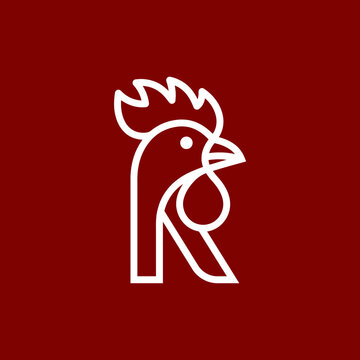 Stylized rooster head letter r logo
