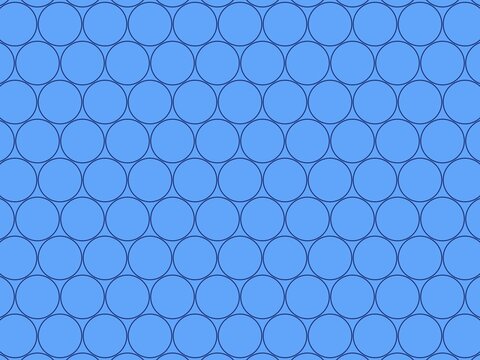 Blue circles form a uniform, repeating pattern. Clean lines define each circle's edge. Geometric design feels calm and orderly. Ideal for backgrounds or digital interfaces