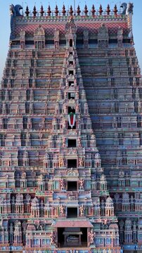 Vertical Aerial View of Sri Ranganathaswamy Temple, Srirangam, Tamil Nadu, India