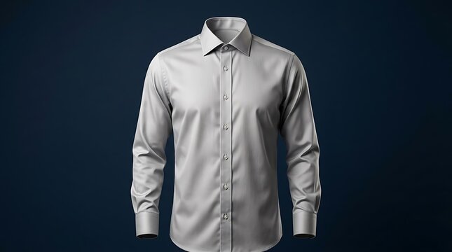 Classic Light Gray Long Sleeved Button Down Dress Shirt