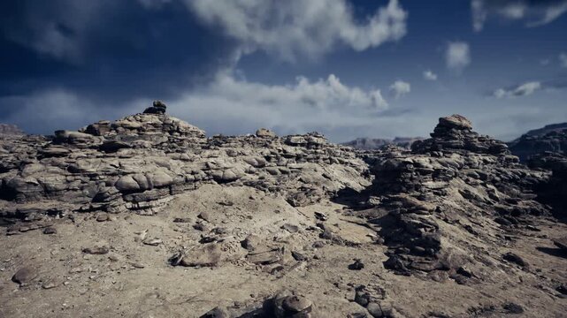 geology survey outcrop under open sky, layered strata and sediment patterns, field equipment traces, researchfocused composition for science use