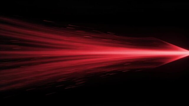 Dynamic and intense red light beam cutting through the darkness, radiating abstract energy and speed, creating a powerful visual effect