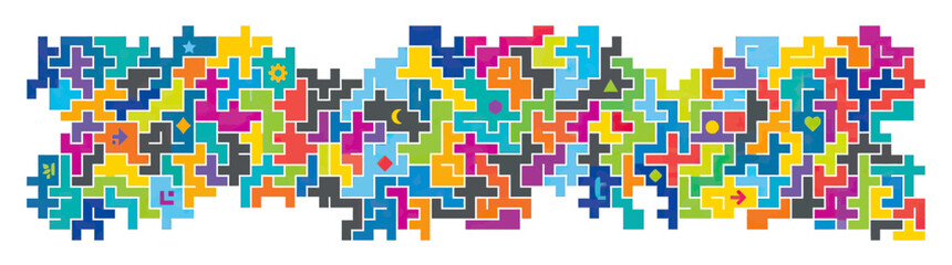 Fototapeta na wymiar Abstract colorful geometric puzzle pieces forming a pattern
