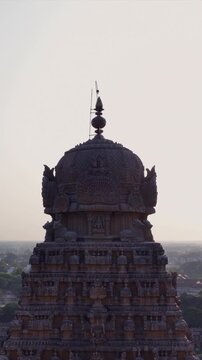 Vertical Aerial View of Brihadeeswarar Temple, Thanjavur, Tamil Nadu