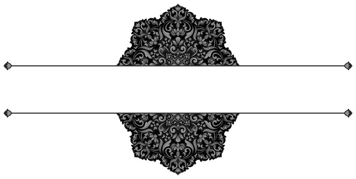 Baroque text frame, vintage line art, classic brand frame.