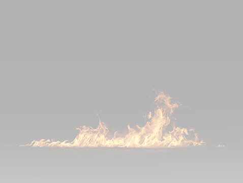Fire line with glowing orange flames and realistic burning heat stretching horizontally across the lower part