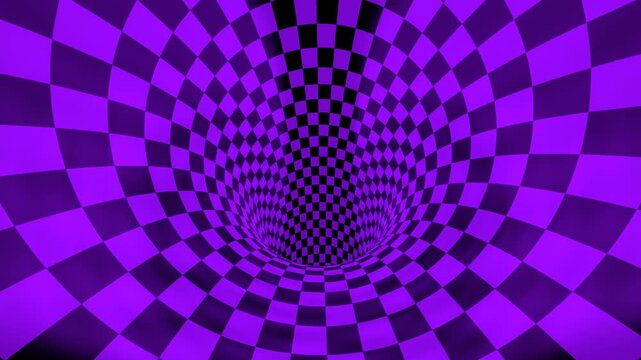 Purple Super Cool Infinite Wormhole Tunnel with Checkerboard Pattern Background VJ Loop in 4K