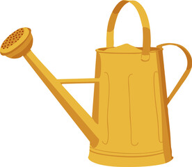 Bright yellow watering can isolated on white background. Flat vector illustration of colorful garden equipment for plant cultivation. © RN Art