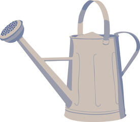 Classic grey metal watering can isolated on white background. Flat vector illustration of gardening tool for home and garden plant care. © RN Art