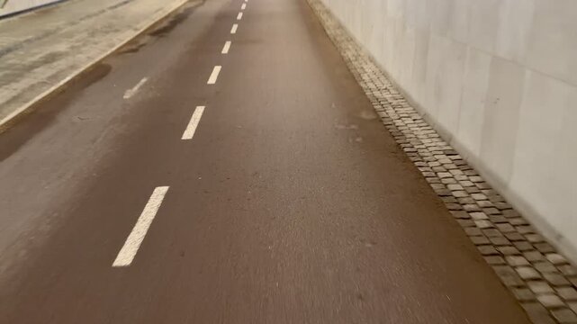 Cycling Through Baana Bike Lane Tunnel in Helsinki POV