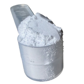 Plastic Scoop of Creatine Powder Front View Isolated Cut Out