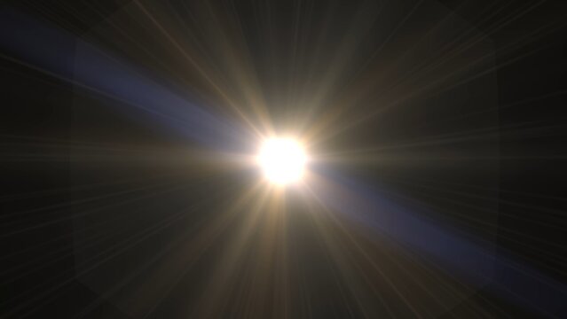 Bright light bursts through darkness with radiant rays. Golden glow radiates outward
