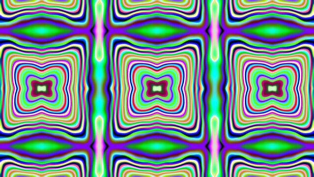 Vibrant, hypnotic pattern pulses with mesmerizing color shifts. Curved lines ripple in hypnotic