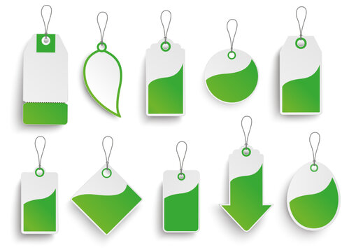 Set Of Green Price Stickers Transparent