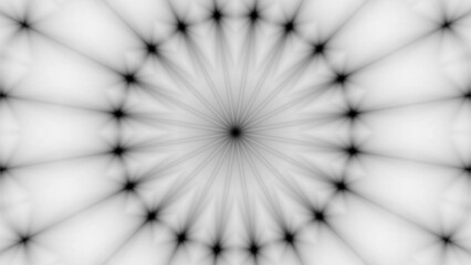 A striking black and white radial pattern featuring starburst shapes and symmetrical design elements © KerXing