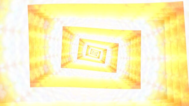 A visually striking image of a tunnel with a spiral shape, featuring warm yellow and orange hues that create a sense of depth, perspective, and dynamic lighting.