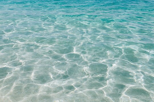 The Ocean Water Surface Shimmering Turquoise Light and Sunlit Ripples
