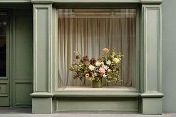 Obraz premium Elegant floral display in window.