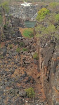 Vertical Aerial View of Bhedaghat, Jabalpur, Madhya Pradesh, India
