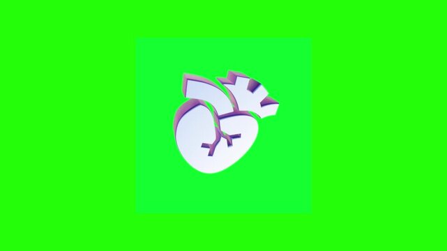 health heart 3d icon on greenscreen