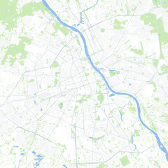 Naklejka premium Minimal vector city map of Warsaw with streets, parks and Vistula River
