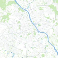 Minimal vector city map of Warsaw with streets, parks and Vistula River © supplement