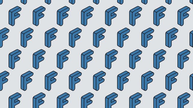 Isometric Letter F Alphabet Seamless Pattern Loop Background