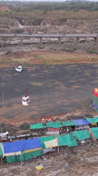 Vertical Aerial View of Cable Car, Bhedaghat, Jabalpur, Madhya Pradesh