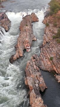 Vertical Aerial View of Cable Car, Bhedaghat, Jabalpur, Madhya Pradesh