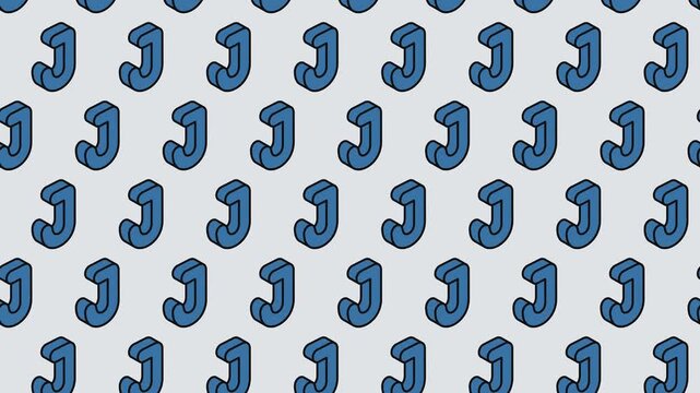 Isometric Letter J Blue Alphabet Seamless Loop Background Animation