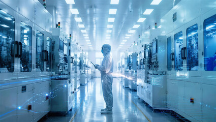 Obraz premium Scientist Working in High-Tech Laboratory with Advanced Equipment