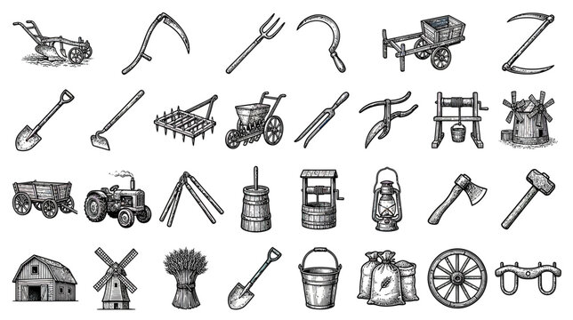 Vintage Farming Tools and Equipment Collection