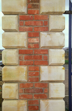 Stone and brick built gate pillar