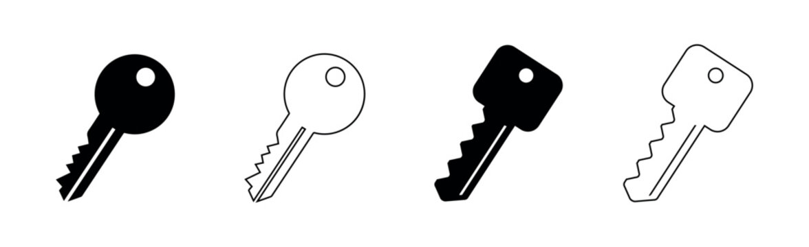 Key icon set. key icon flat design vector illustration. access account login password icons, house key icon security symbol. vector interface app icons