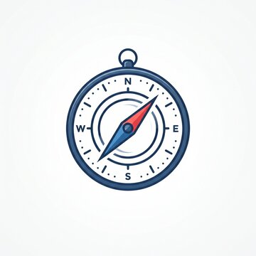 Vintage navigation compass vector icon isolated on white background for travel, orientation, strategy, and direction concept.