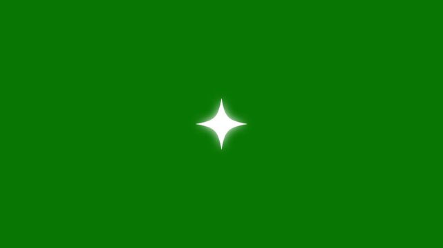 Twinkling stars animation,white cartoon blinking stars, flat vector doodle sparkle, glowing light trails, star twinkling for festive holiday event on transparent green screen. 4k