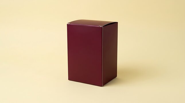 Maroon Box Placed On A Plain Beige Background Studio Shot