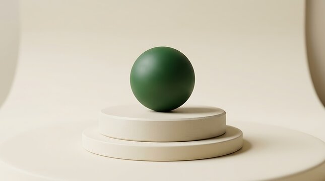 Minimalist Composition Featuring a Single Green Egg Centered on a Circular Stage