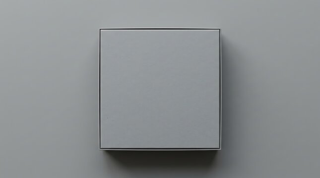 Minimalist Gray Square Object With Silver Border on Gray Background