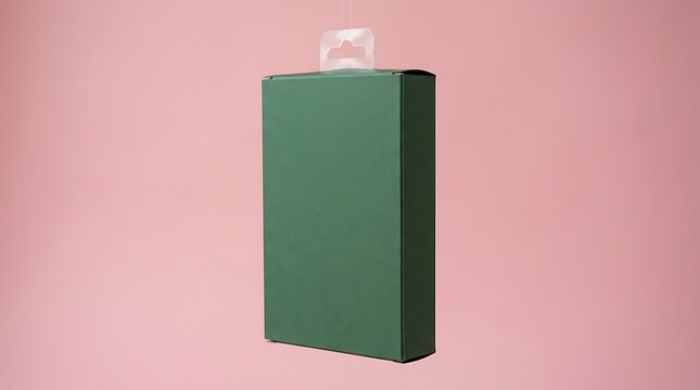 Minimalist Green Box Floating Against a Soft Pink Background