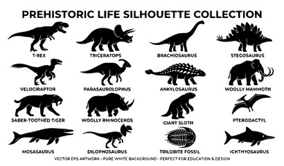 Prehistoric dinosaur silhouette collection © MstLiza