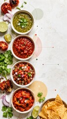 Traditional latin food salsa varieties with tortilla chips concept © dvoevnore