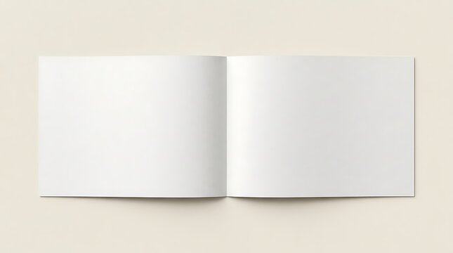 Open Blank Square Brochure Or Magazine With Two White Pages Facing Up