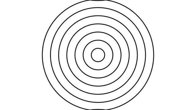 Expanding Concentric Circles Like Radio Waves or Ripples on Water.
A seamless abstract animation featuring black concentric circles expanding from the center.