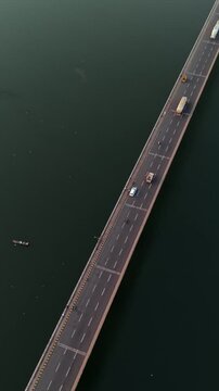 Vertical Aerial View of Narmada River and Bridge Jabalpur, Madhya Pradesh