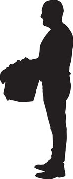 vector,silhouette of  man with a laundry basket