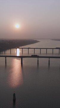 Vertical Aerial View of Narmada River and Bridge Jabalpur, Madhya Pradesh